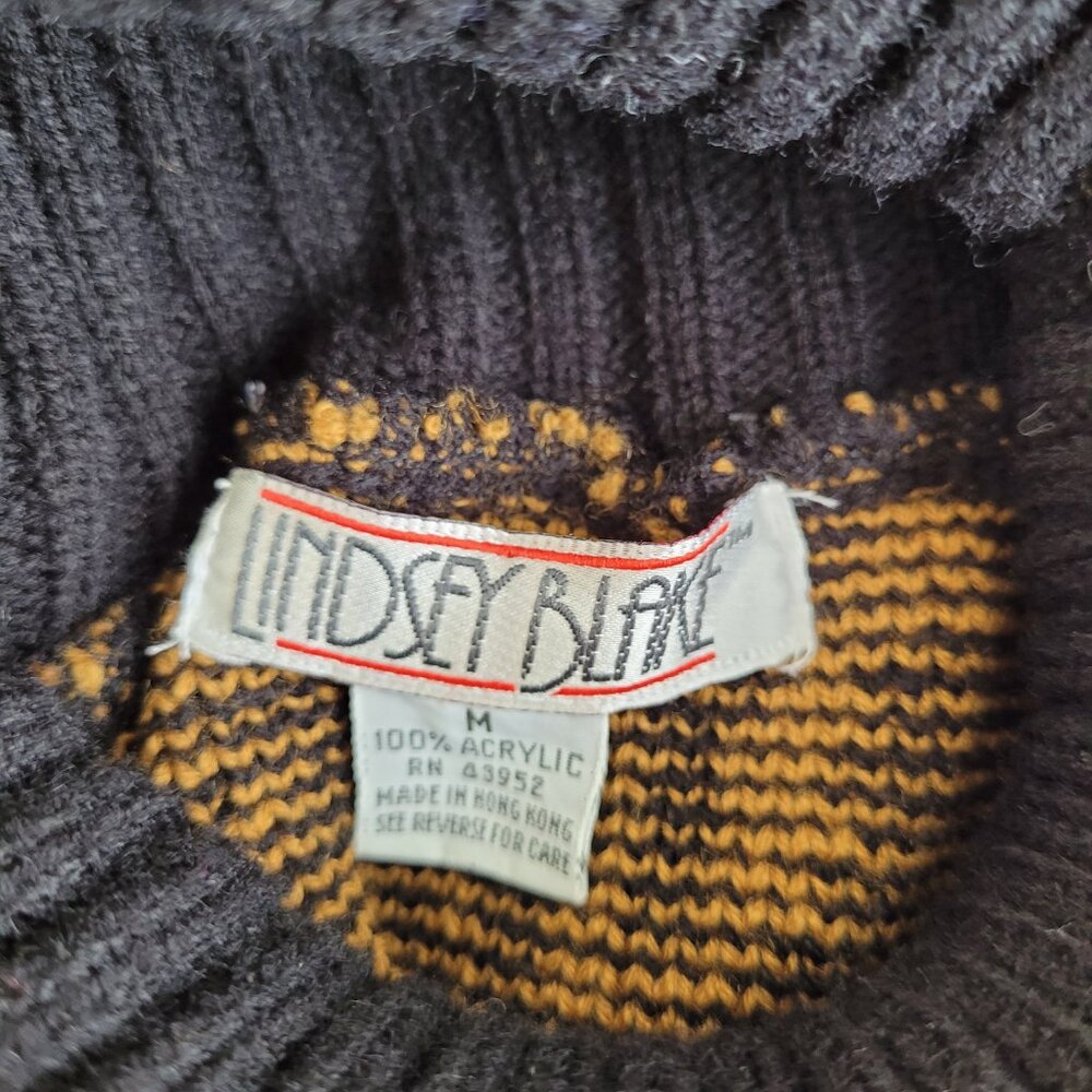 Vintage 90s Lindsey Blake gold and black turtleneck sweater - Picture 5 of 5